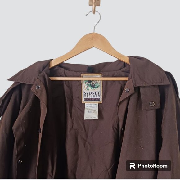 Oil Skin Duster Brown Jacket Long Trenchcoat Treated Cotton Waterproof Medium - Picture 3 of 12